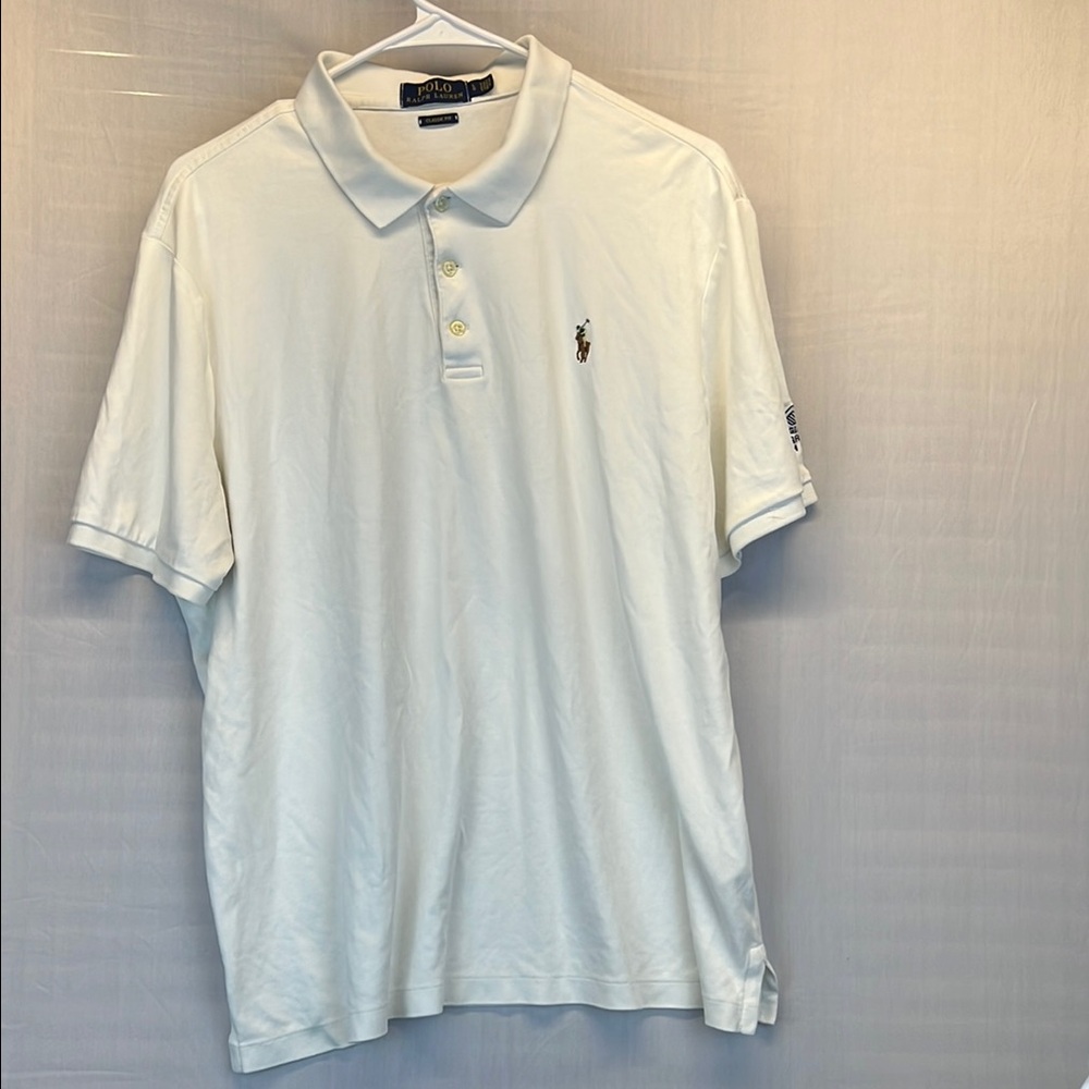 Polo by Ralph Lauren White Polo Shirt with Embroidered Green and Blue Polo Logo